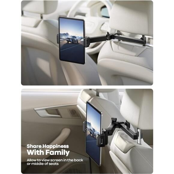 Lamicall Car Headrest Tablet Holder - [3 in 1 Extension Arm] Adjustable Tablet - Picture 3 of 7